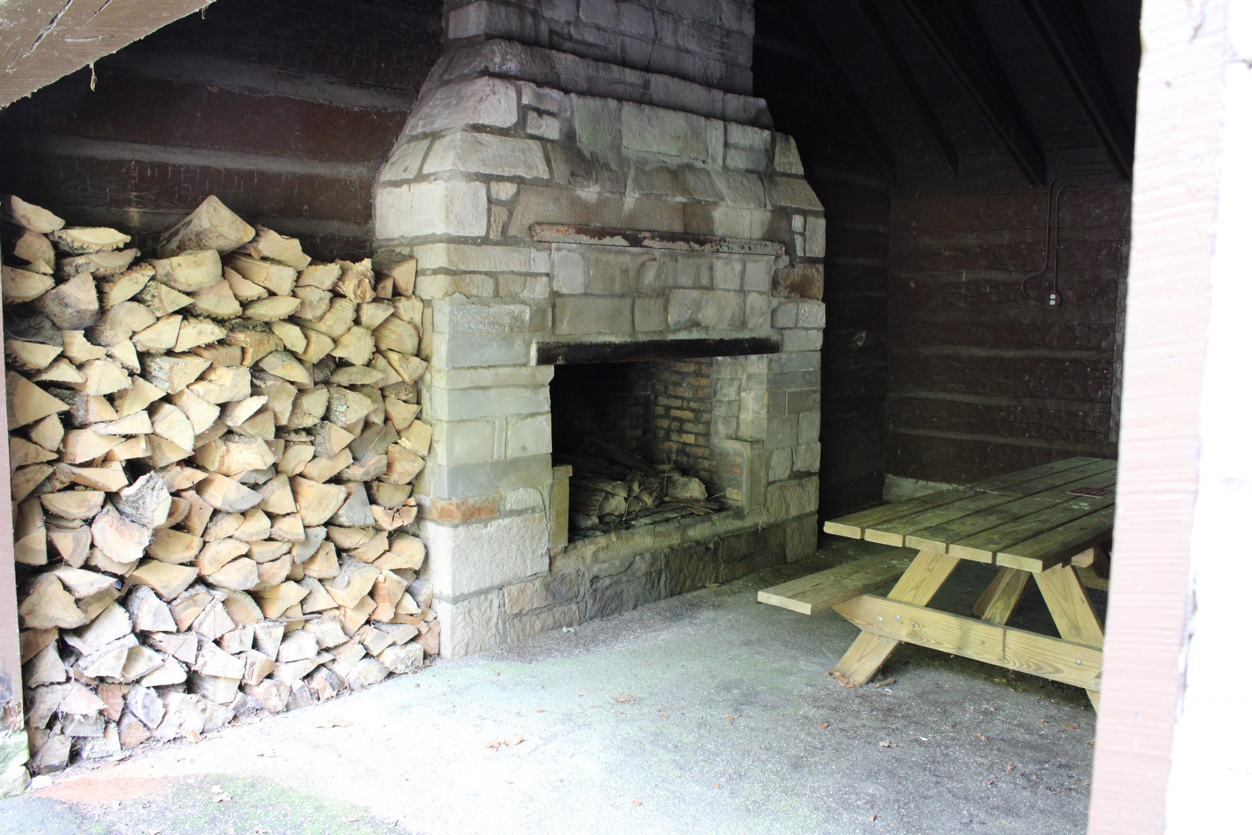 Shelter House Fireplace at Spring Mill State Park